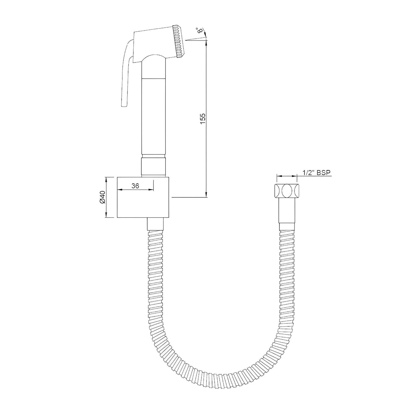 Jaquar Allied Series Health Faucet/Toilet Gun (Chrome) | 1.5meter Flexible Tube, Wall Hook Included, ABS Body | Toilet Spray Gun/Health Faucet Set with Pipe/Hose and Wall Hook | ALD-CHR-587GD