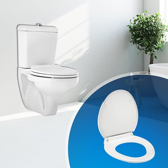 Parryware Solid Toilet Seat Cover (Standard Size, Ultra White) I Polypropylene Round Seat Cover | E80941C