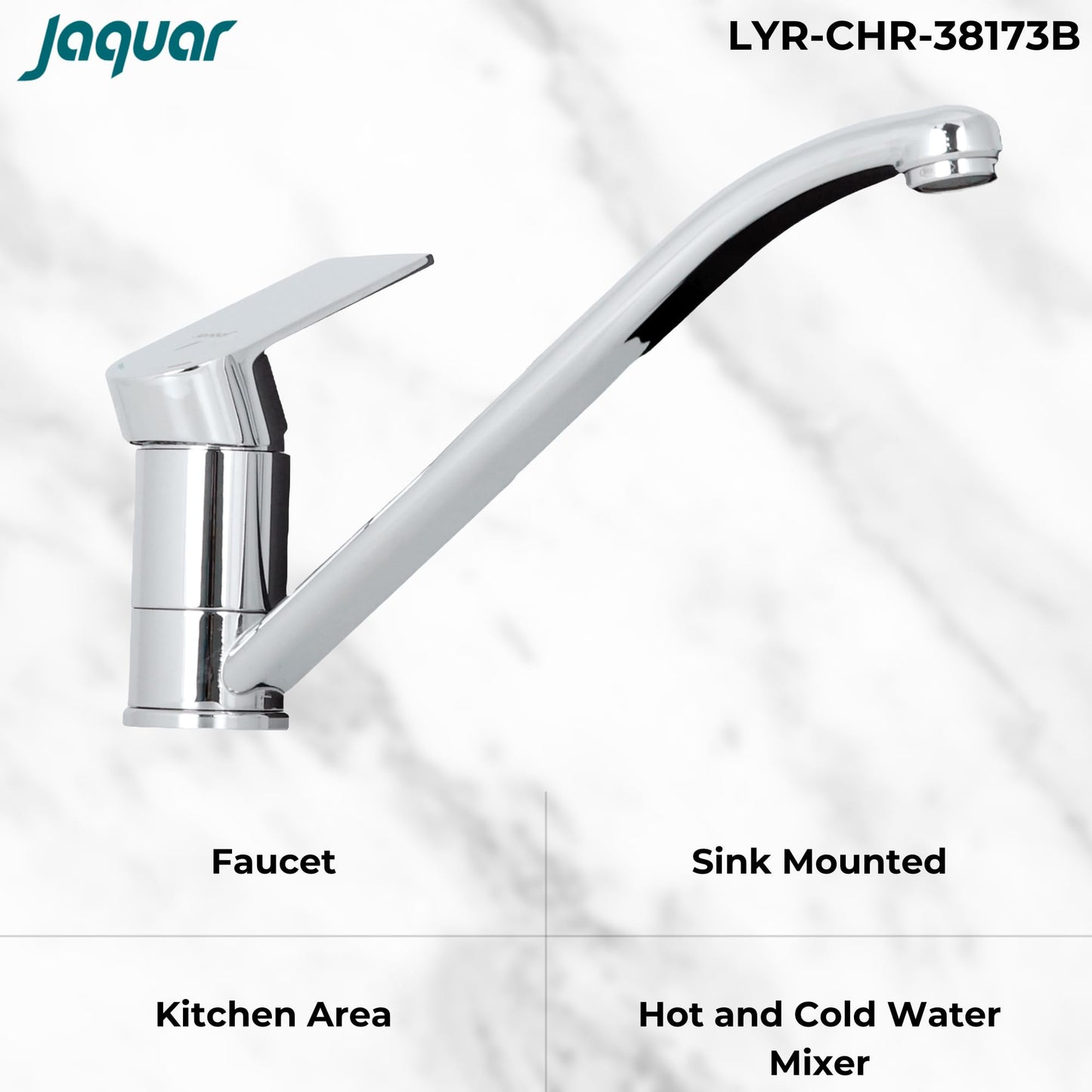 JAQUAR LYRIC Series Table Mounted Swinging Spout HOT and COLD SINK MIXER (Chrome) | TOP LEVER, Brass Body Water Tap/Faucet/Cock for Bathroom/Kitchen Wash Basin | LYR-CHR-38173B