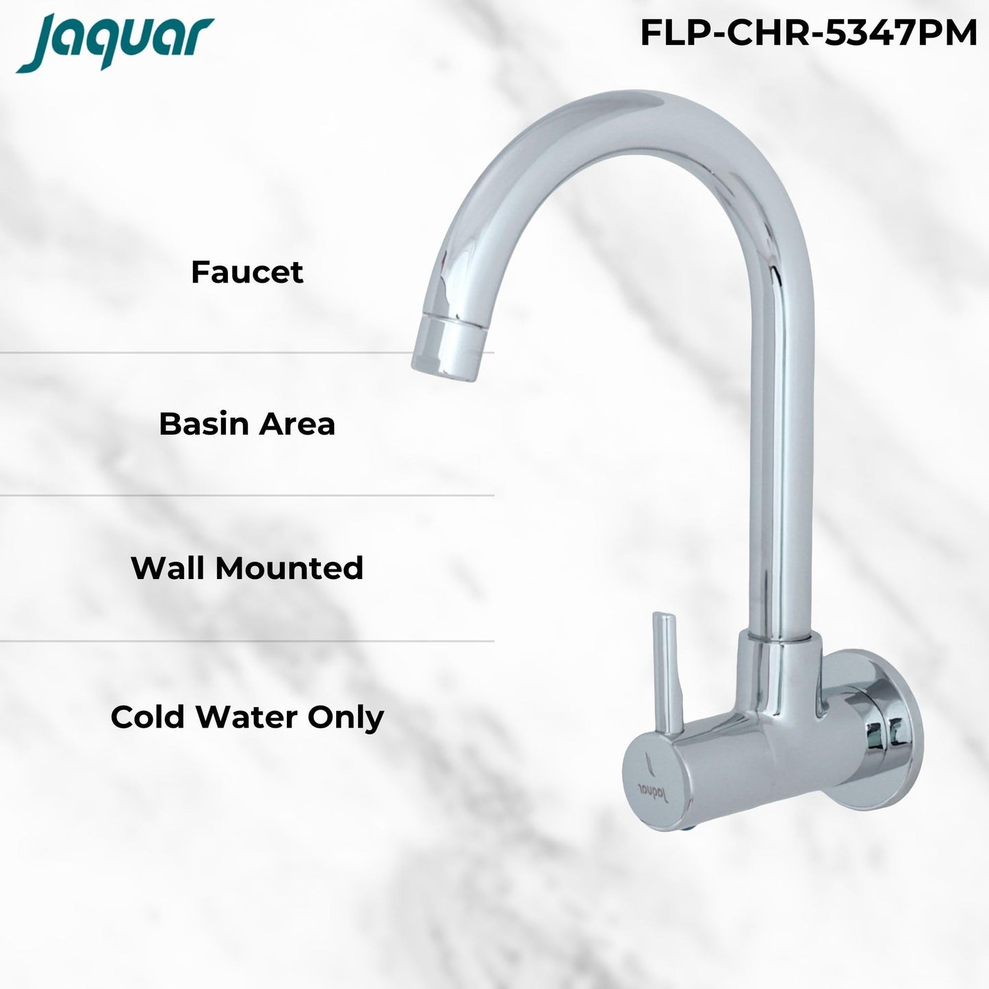 JAQUAR FLORENTINE PRIME Series Wall Mounted COLD ONLY BASIN TAP (Chrome) | CENTER LEVER, Brass Body Water Tap/Faucet/Cock for Bathroom/Kitchen Wash Basin | FLP-CHR-5347PM