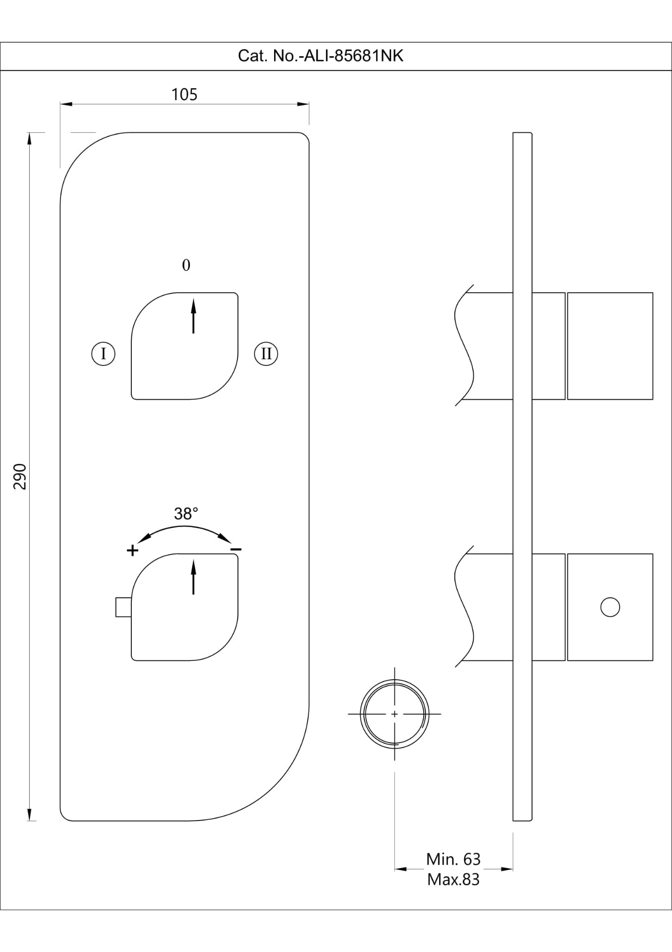 JAQUAR Alive Series Normal Flow Concealed Fitting 2 Way Diverter (Chrome), ALI-85681K | (Suitable for ALD-681) | Wall Mounted, Knob Selector No Button | Refurbished