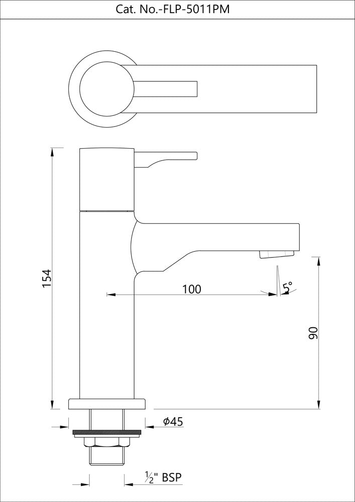 JAQUAR FLORENTINE PRIME Series Table Mounted Regular COLD ONLY BASIN TAP (Chrome) | TOP LEVER, Brass Body Water Tap/Faucet/Cock for Bathroom/Kitchen Wash Basin | FLP-CHR-5011PM | Refurbished