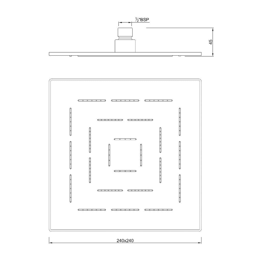 Jaquar Maze Overhead Shower 240X240mm Square Shape Single Flow (Body & Face Plate Stainless Steel) with Rubit Cleaning System | Refurbished