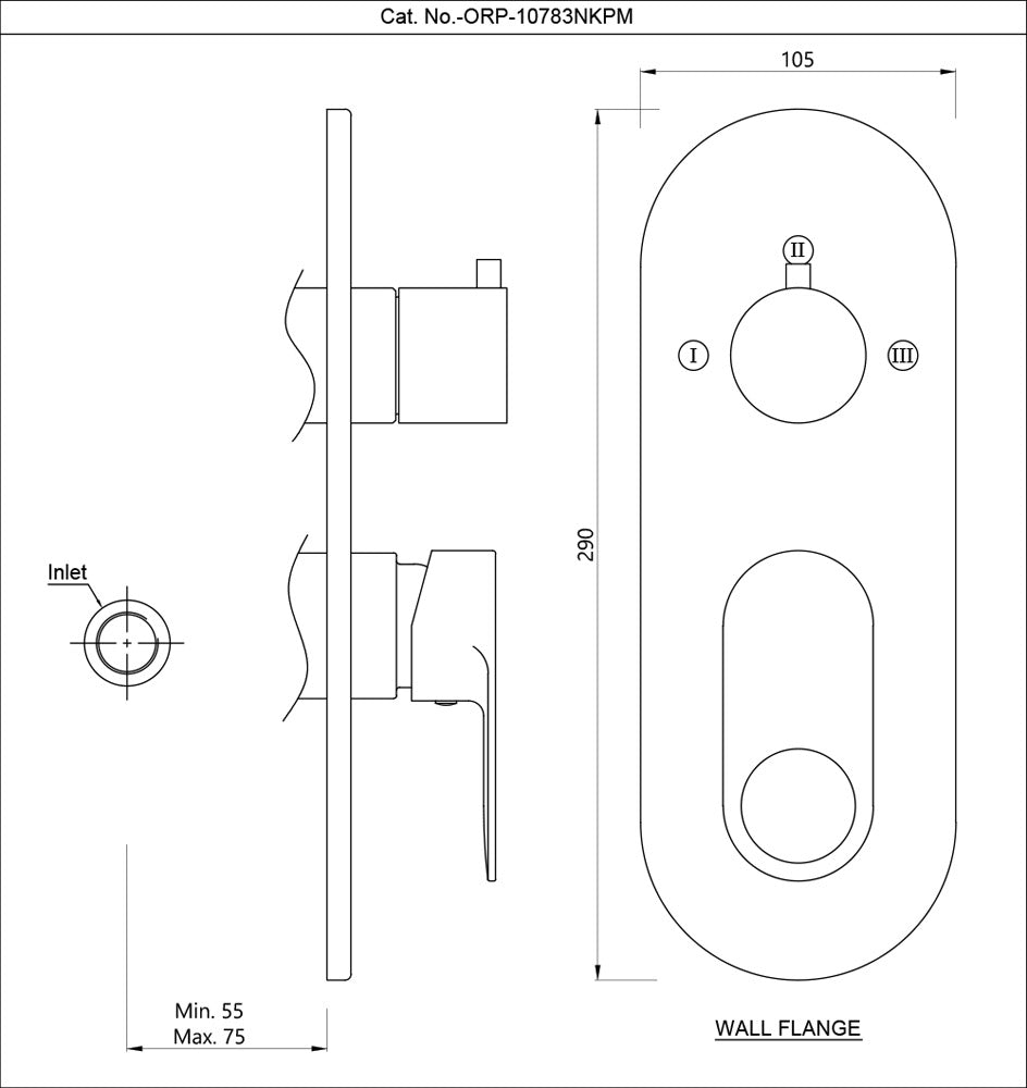 JAQUAR ORNAMIX Prime Series Normal Flow Exposed Part Kit 3 Way Diverter (Chrome), ORP-10783KPM | (Compatible in-Wall Part ALD-783N is Sold Separately) | Wall Mounted, Knob Selector with Button | Refurbished