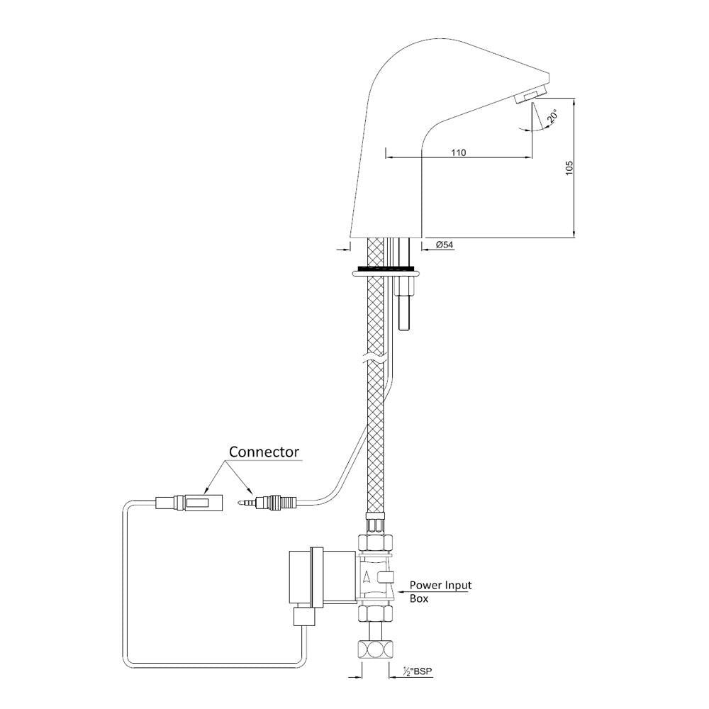JAQUAR Table Mounted Regular SENSOR Basin Tap (Cold Only), Chrome | Battery/DC Operated, | Faucet for Home or Commercial | SNR-CHR-51027GD | Refurbished