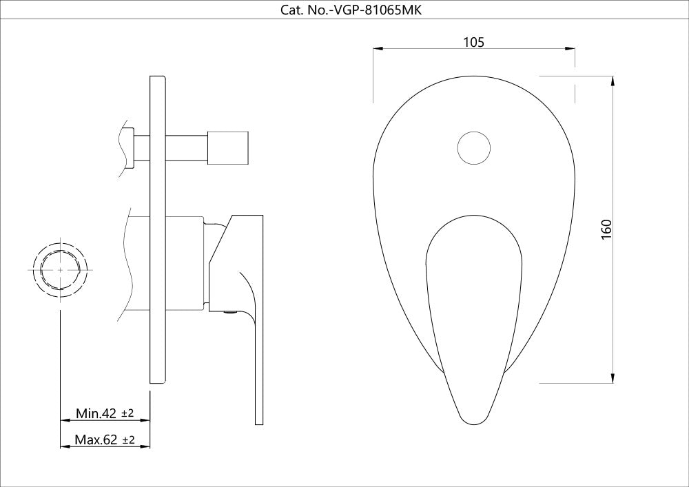 JAQUAR Vignette Prime Series Exposed Part Kit of Single Lever in-Wall Diverter (Compatible in-Wall Part ALD-065M is Sold Separately) | Refurbished