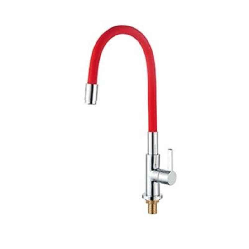 Hindware Sink Cock Flexible Spout-Table Mount (Red)