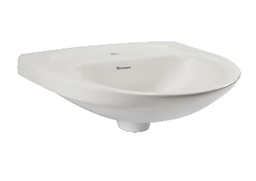 PARRYWARE Cascade Classic Series Wall Mounted WASH Basin (White) with Faucet Hole | 500x400x190mm, Semi Circle | Ceramic Basin/Sink for Bathroom, Living Room | NOT Table/Counter Top | C04761C