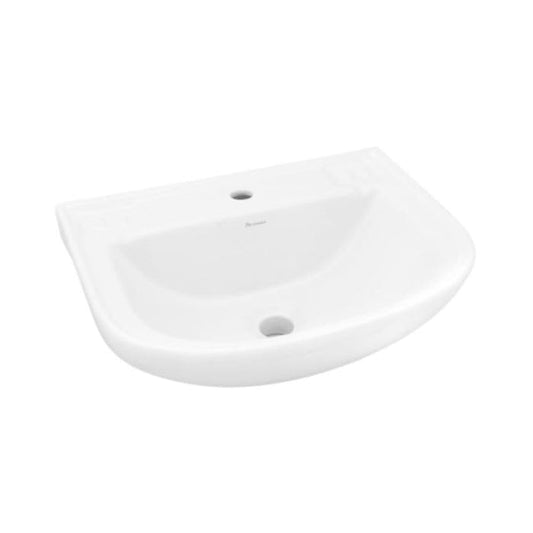 PARRYWARE INDUS Standard Series Wall Mounted WASH Basin (White) with Faucet Hole | 500x400x180mm, Semi Circle | Ceramic Basin/Sink for Bathroom, Living Room | NOT Table/Counter Top | C041B1C