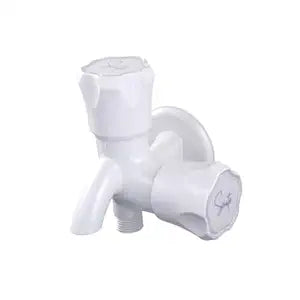 Santé 2-Way Bib Cock- Prime- Engineering Polymer- 3 Year Warranty- Use in Bathroom, Garden- Comes with Wall Flange