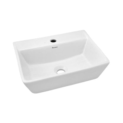 PARRYWARE CLARA Series Table Top WASH BASIN (White) With Faucet Hole | 450x355x130mm, Rectangle | Ceramic Basin/Sink for Bathroom, Living Room | Table/Counter Top | C884546