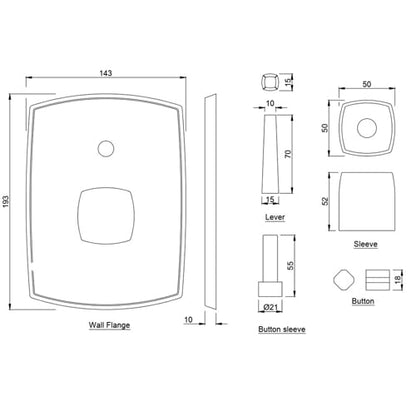 JAQUAR ARC Series Normal Flow Exposed Part Kit 2 WAY DIVERTER (Chrome), ARC-87065K | (Suitable for Item ARC-87065C) Wall Mounted, Knob Selector with Button