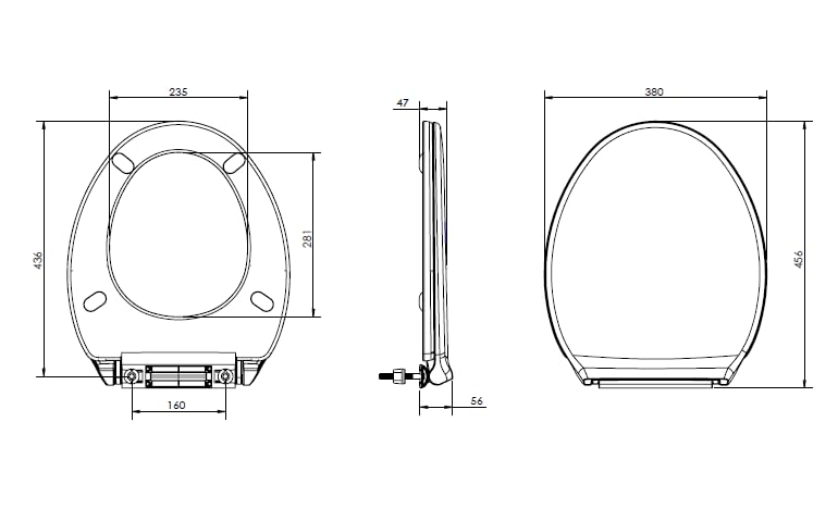 PARRYWARE SOILD PLUS Series Plastic / PVC REGULAR SEAT COVER ( White ) | Oval, High grade Materials, Long Lasting | For Western Commode / Water Closet (WC), bathrooms P03-PAR-E83061C