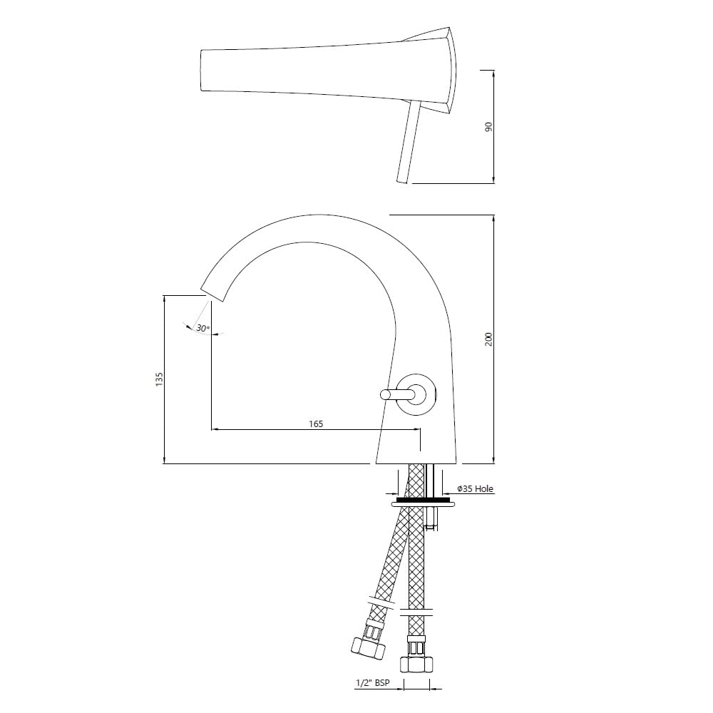 JAQUAR ARC Series Table Mounted Regular HOT and Cold Basin Mixer/TAP (Chrome) | Right Hand Side Lever, Brass Body Water Tap/Faucet/Cock for Bathroom/Kitchen Wash Basin | ARC-CHR-87011B