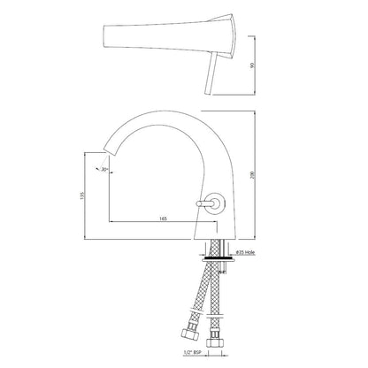 JAQUAR ARC Series Table Mounted Regular HOT and Cold Basin Mixer/TAP (Chrome) | Right Hand Side Lever, Brass Body Water Tap/Faucet/Cock for Bathroom/Kitchen Wash Basin | ARC-CHR-87011B