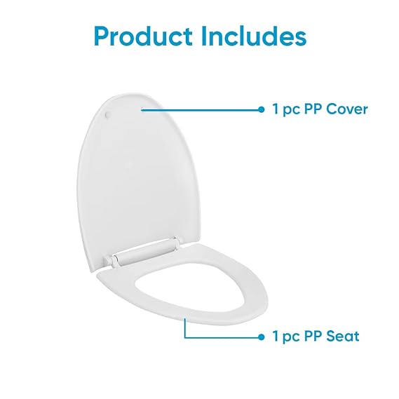Parryware Casa/Cascade NXT Regular Seat Cover with Hinges | Eco-Friendly Material with Superior Finish | Round Shape & Ultra White Colour | Commode Seat Cover with Antibacterial Technology (E82991C)
