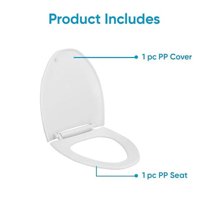 Parryware Casa/Cascade NXT Regular Seat Cover with Hinges | Eco-Friendly Material with Superior Finish | Round Shape & Ultra White Colour | Commode Seat Cover with Antibacterial Technology (E82991C)