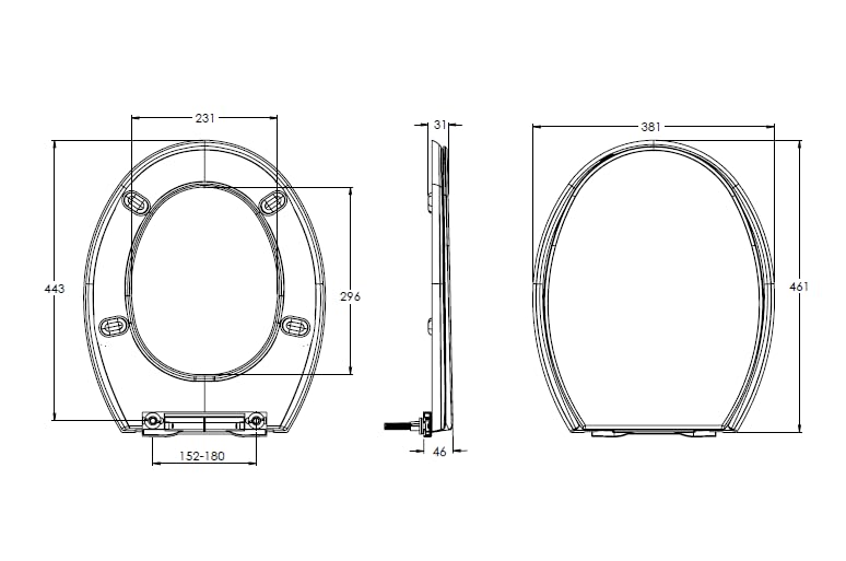 PARRYWARE STANDARD Series Plastic / PVC STANDARD SEAT COVER ( White ) | Oval, High grade Materials, Long Lasting | For Western Commode / Water Closet (WC) bathrooms | E83771C