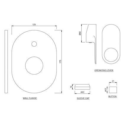 JAQUAR ORNAMIX PRIME Series Normal Flow 2 WAY DIVERTER Upper part(Chrome), ORP-CHR-10065NKPM |without concealed fitting (Compatible with ALD-065M) | Wall Mounted, Knob Selector with Button