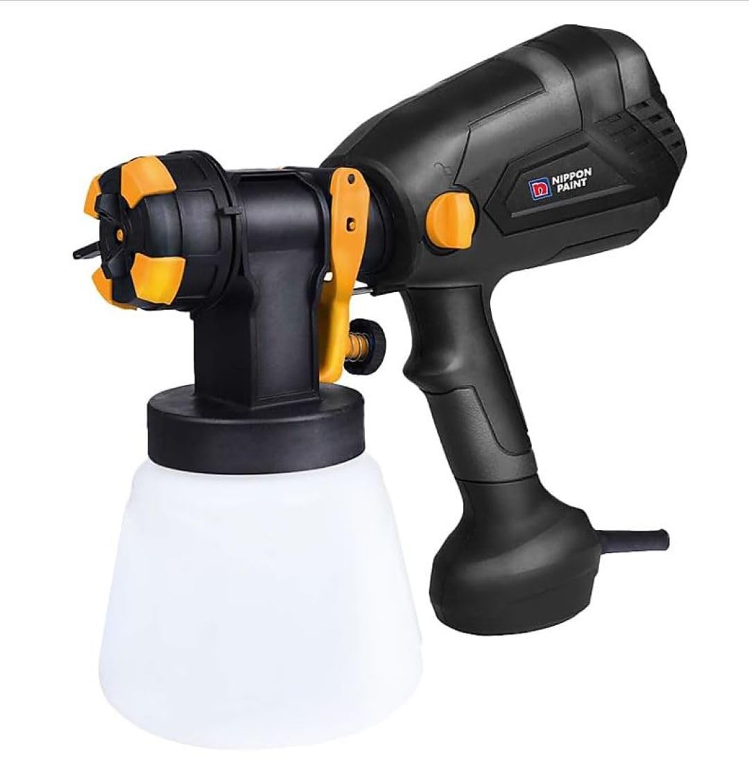 Nippon Paint 850W Electric Paint Spray Gun with 1000Ml Container 2M Long Cable 2.2Mm Nozzle &Vde Plug Suitable for Indoor Outdoor Home & Industrial Use (Pack of 1, Yellow and Black)