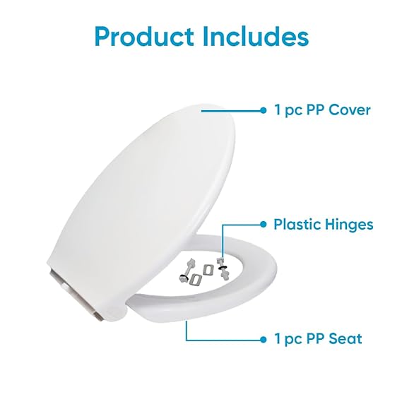 Parryware Durasheen Soft Close Toilet Seat Cover with Adjustable Hinges | Eco-friendly Material with Superior Finish | Round Shape & Ultra White Colour | Western Commode | Bathroom Fixtures (E82921C)