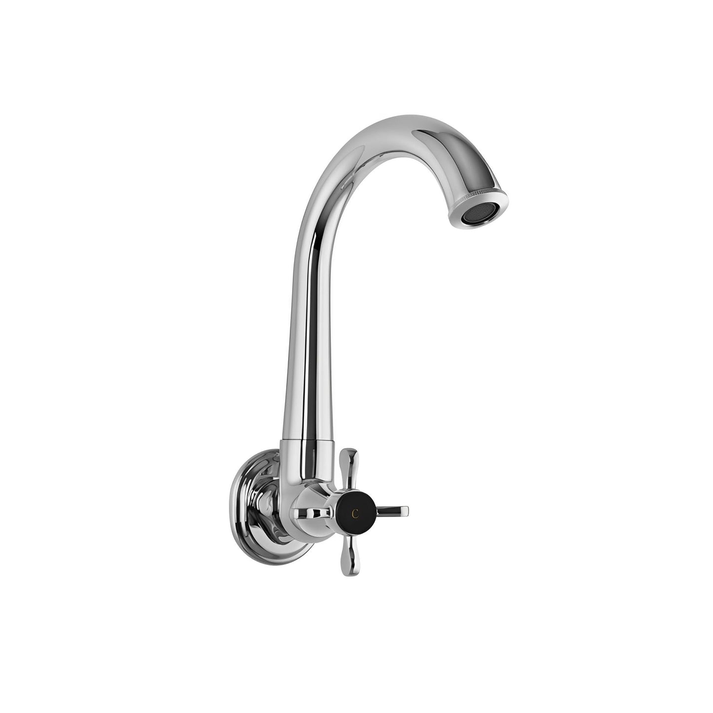 JAQUAR QUEEN'S PRIME Series Wall Mounted Swinging Spout SINK TAP (Chrome) | CENTER LEVER, Brass Body Water Tap/Faucet/Cock for Bathroom/Kitchen Wash Basin | QQP-CHR-7347PM