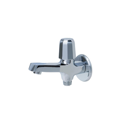 JAQUAR Continental Prime Series Wall Mounted WC Area Two Way BIB Cock (Chrome) | Top Lever, Bottom Second Outlet, Brass Body, with Wall Flange | Bib Cocke/Cocktap, 1/2 inch | COP-CHR-041PM