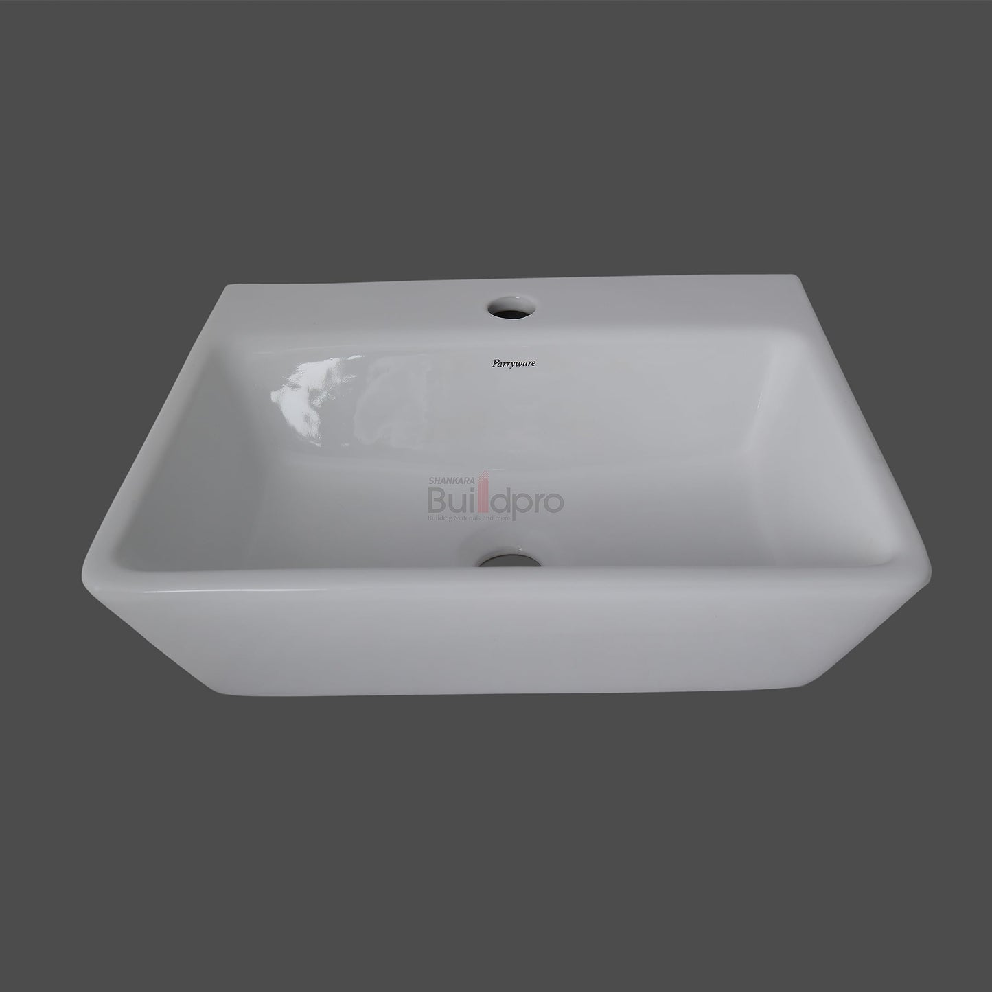 PARRYWARE CLARA Series Table Top WASH BASIN (White) With Faucet Hole | 450x355x130mm, Rectangle | Ceramic Basin/Sink for Bathroom, Living Room | Table/Counter Top | C884546