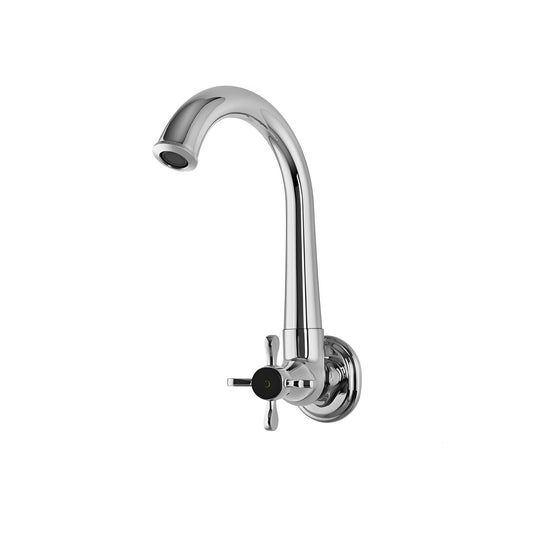 JAQUAR QUEEN'S PRIME Series Wall Mounted Swinging Spout SINK TAP (Chrome) | CENTER LEVER, Brass Body Water Tap/Faucet/Cock for Bathroom/Kitchen Wash Basin | QQP-CHR-7347PM