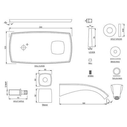 JAQUAR ARC Series Wall Mounted HOT and Cold Basin Mixer/TAP (Chrome) | Right Hand Side Lever, Brass Body Water Tap/Faucet/Cock for Bathroom/Kitchen Wash Basin | ARC-CHR-87233K