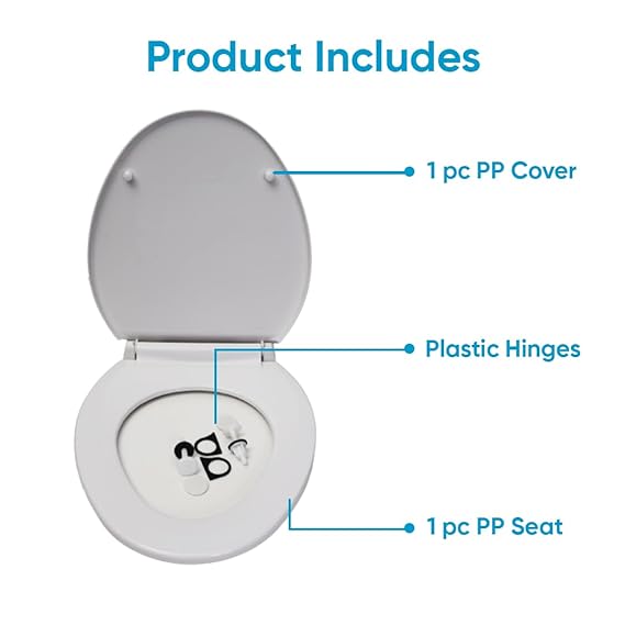 Parryware Solid Toilet Seat Cover (Standard Size, Ultra White) I Polypropylene Round Seat Cover | E80941C