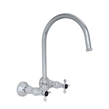 JAQUAR QUEEN'S PRIME Series Wall Mount Swinging Spout HOT and COLD SINK MIXER (Chrome) | CENTER LEVER, Brass Body Water Tap/Faucet/Cock for Bathroom/Kitchen Wash Basin | QQP-CHR-7309PM