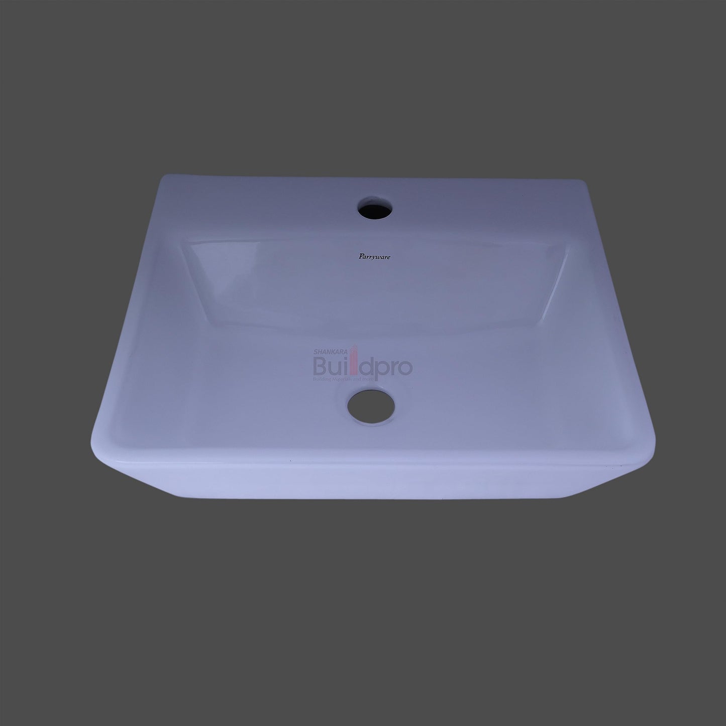 PARRYWARE CLARA Series Table Top WASH BASIN (White) With Faucet Hole | 450x355x130mm, Rectangle | Ceramic Basin/Sink for Bathroom, Living Room | Table/Counter Top | C884546