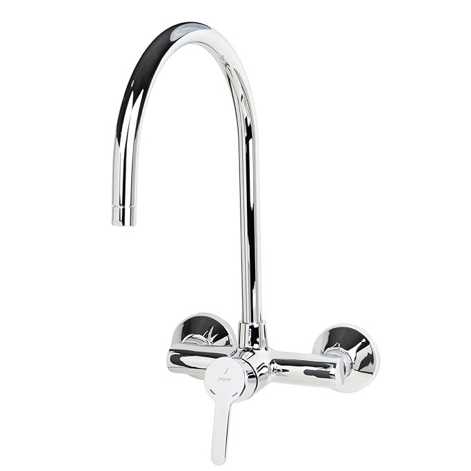 JAQUAR Fusion Series Wall Mounted HOT and Cold Basin Mixer (Chrome) | Center Lever, Brass Body Water Tap/Faucet/Cock for Bathroom/Kitchen Wash Basin | FUS-CHR-29165 | Refurbished