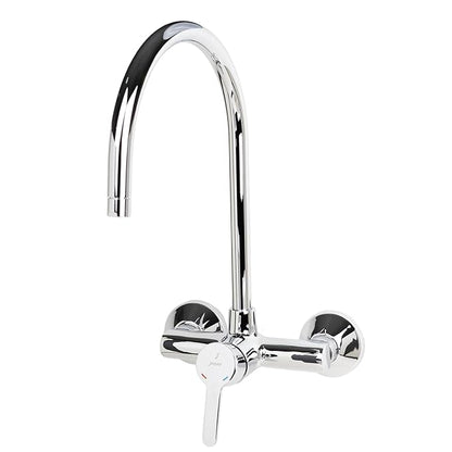 JAQUAR Fusion Series Wall Mounted HOT and Cold Basin Mixer (Chrome) | Center Lever, Brass Body Water Tap/Faucet/Cock for Bathroom/Kitchen Wash Basin | FUS-CHR-29165 | Refurbished