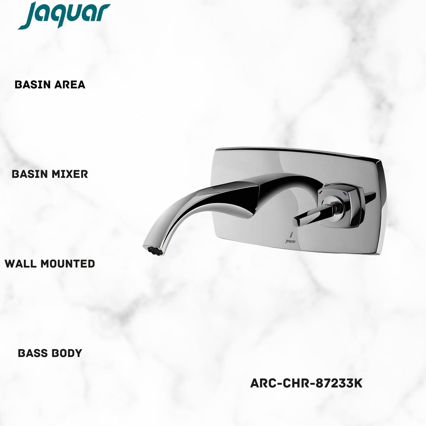 JAQUAR ARC Series Wall Mounted HOT and Cold Basin Mixer/TAP (Chrome) | Right Hand Side Lever, Brass Body Water Tap/Faucet/Cock for Bathroom/Kitchen Wash Basin | ARC-CHR-87233K