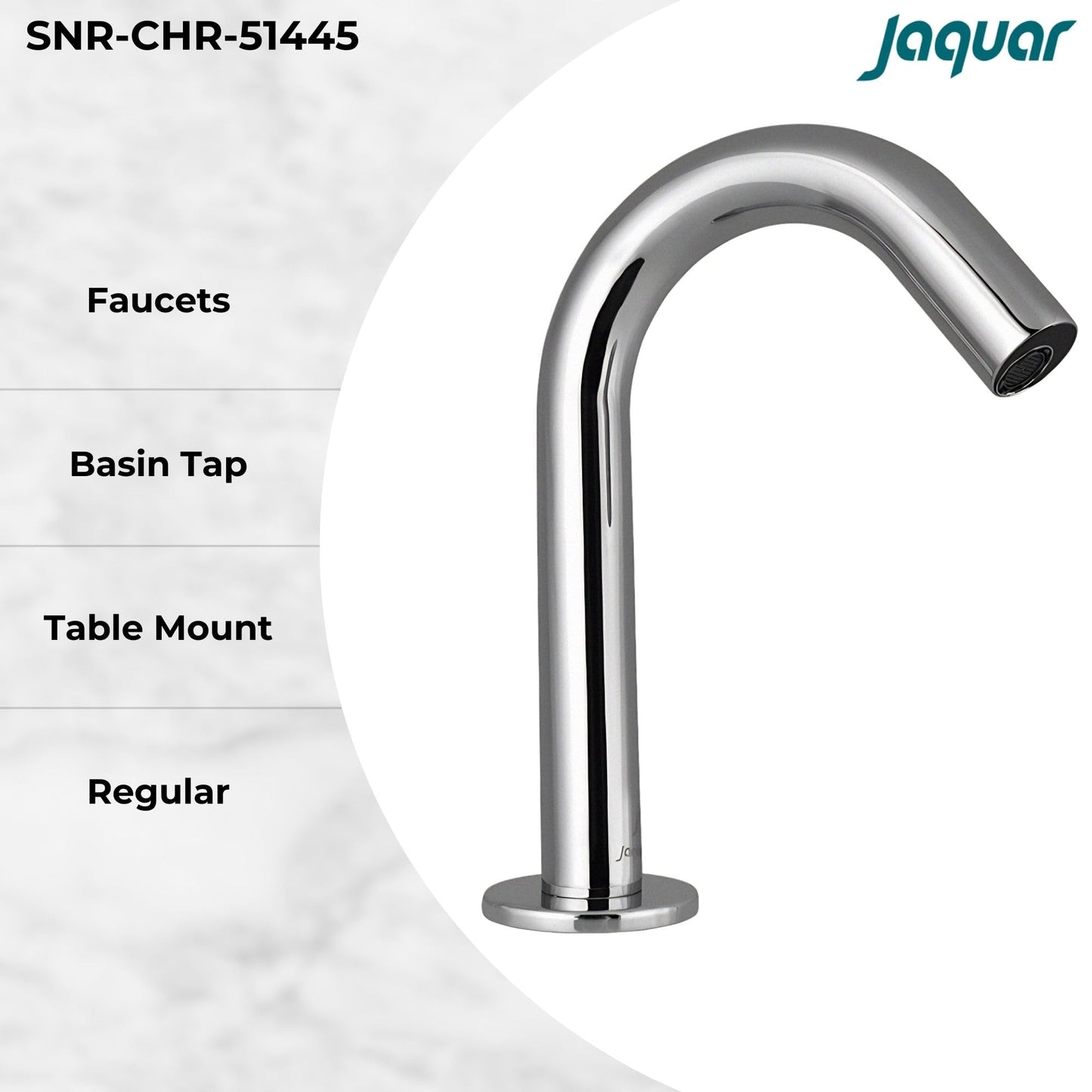 JAQUAR BLUSH Series Table Mounted Regular SENSOR Basin Tap (Cold Only), Chrome | Battery/DC Operated, Cold Water Inlet | Faucet for Home/Commercial | SNR-CHR-51445