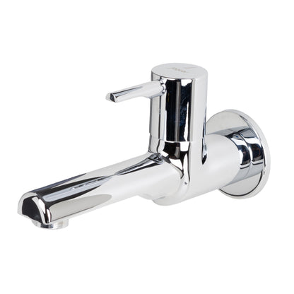 JAQUAR FLORENTINE PRIME Series Wall Mount COLD ONLY BIB COCK with FLANGE (Chrome) | TOP LEVER, Brass Body Water Tap/Faucet/Cock for Bathroom | FLP-CHR-5037PM