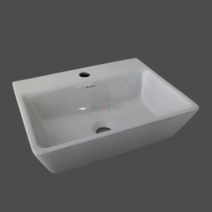 PARRYWARE CLARA Series Table Top WASH BASIN (White) With Faucet Hole | 450x355x130mm, Rectangle | Ceramic Basin/Sink for Bathroom, Living Room | Table/Counter Top | C884546