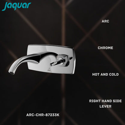 JAQUAR ARC Series Wall Mounted HOT and Cold Basin Mixer/TAP (Chrome) | Right Hand Side Lever, Brass Body Water Tap/Faucet/Cock for Bathroom/Kitchen Wash Basin | ARC-CHR-87233K