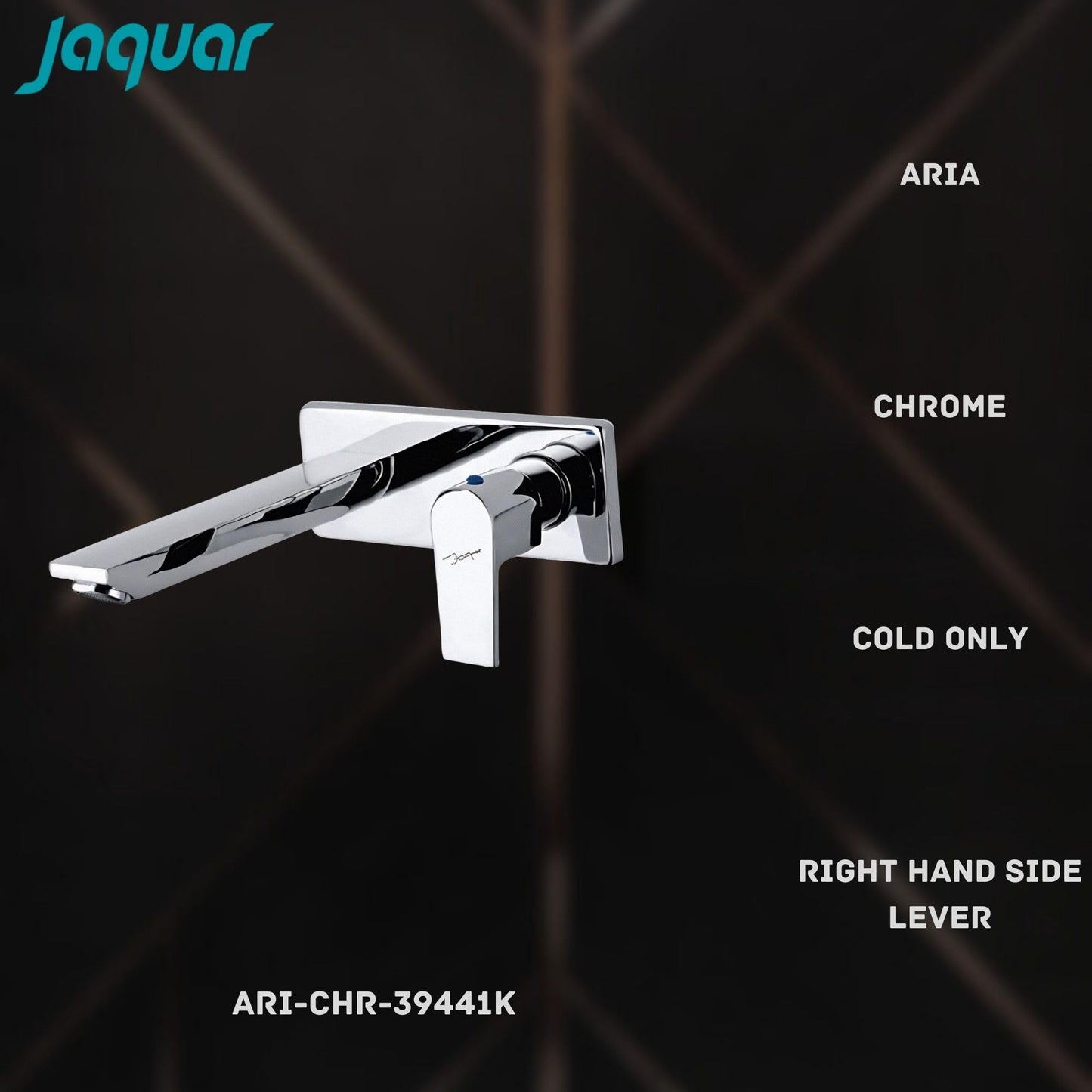 JAQUAR ARIA Series Wall Mounted Cold ONLY Basin TAP/TAP (Chrome) | Right Hand Side Lever, Brass Body Water Tap/Faucet/Cock for Bathroom/Kitchen Wash Basin | ARI-CHR-39441K