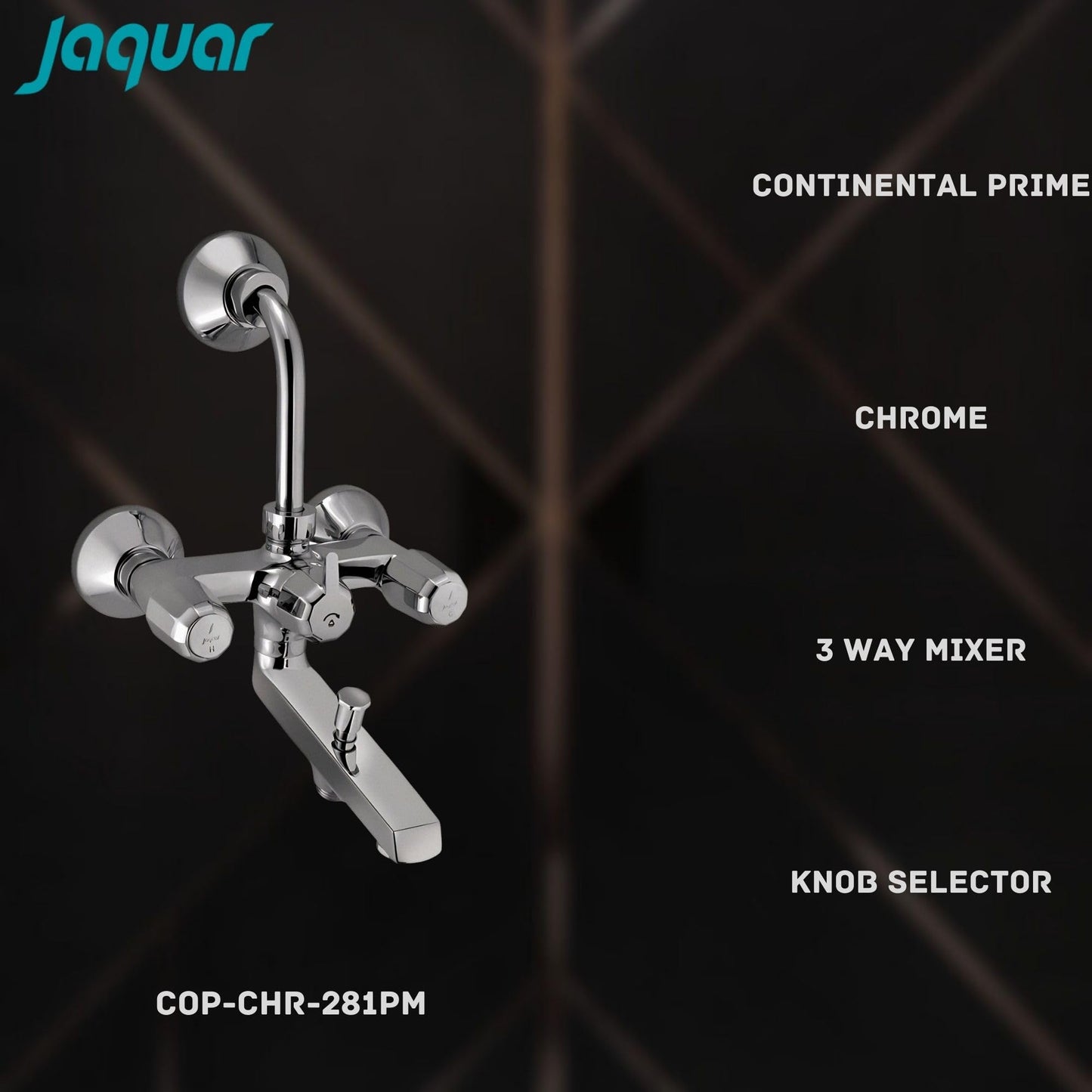 JAQUAR CONTINENTAL PRIME Series Normal Flow Exposed Part Kit 3 WAY DIVERTER (Chrome), COP-281PM | Connections - Only to Spout & Hand Shower, Overhead Shower | Wall Mounted, Knob Selector With Button