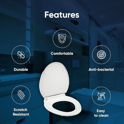 Parryware Solid Toilet Seat Cover (Standard Size, Ultra White) I Polypropylene Round Seat Cover | E80941C