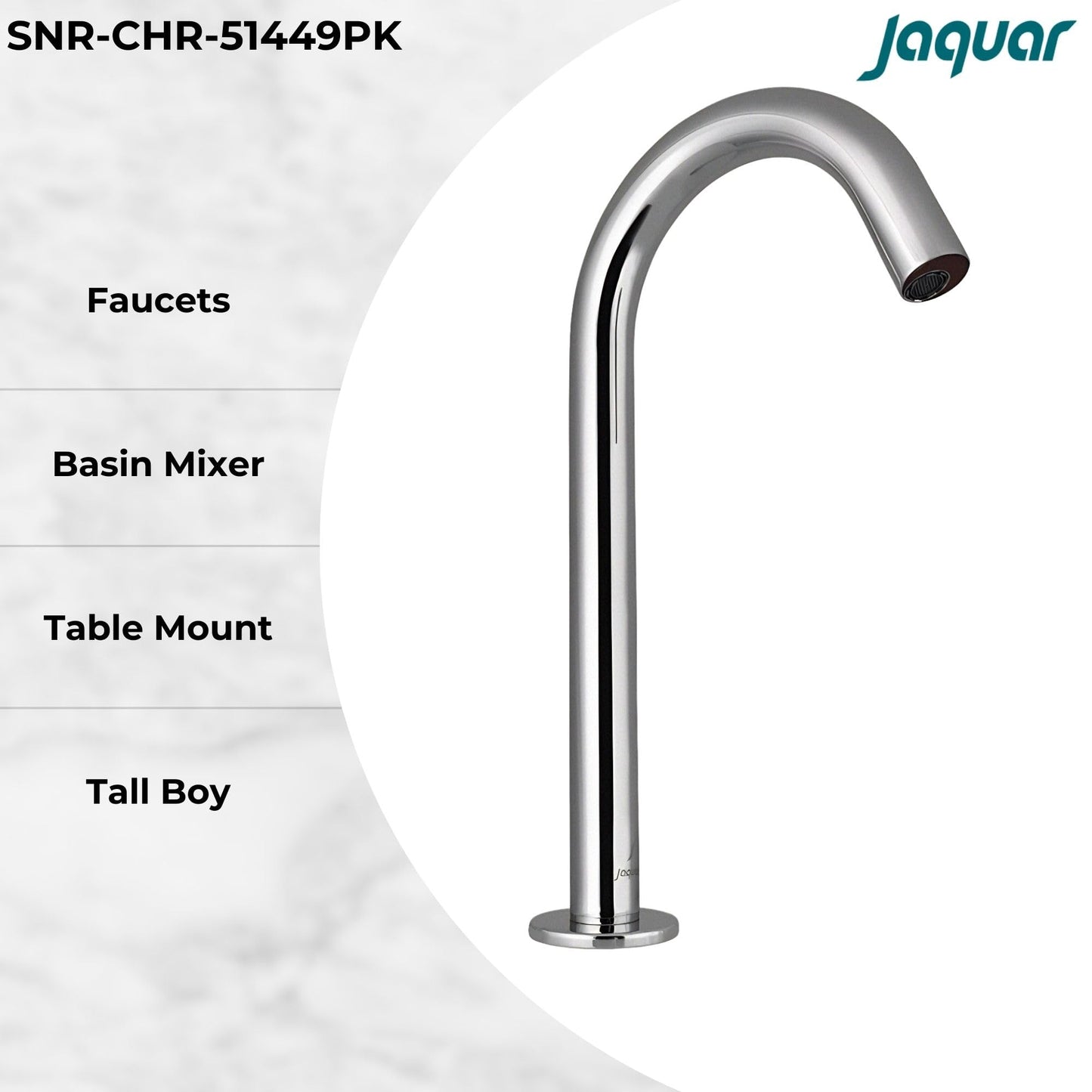 JAQUAR BLUSH Series Table Mounted Tall Boy SENSOR Basin Mixer (Hot & Cold), SNR-CHR-51449PK (Chrome) | Battery/DC Operated, Pre-Mix Water Supply Kit | Faucet for Home or Commercial