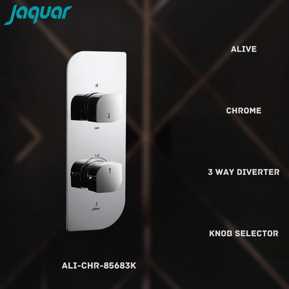 Jaquar Alive Series Normal Flow Concealed Fitting 3 Way Diverter (Chrome), Ali-85683K | (Suitable For Ald-683) Wall Mounted, Knob Selector No Button - Brass