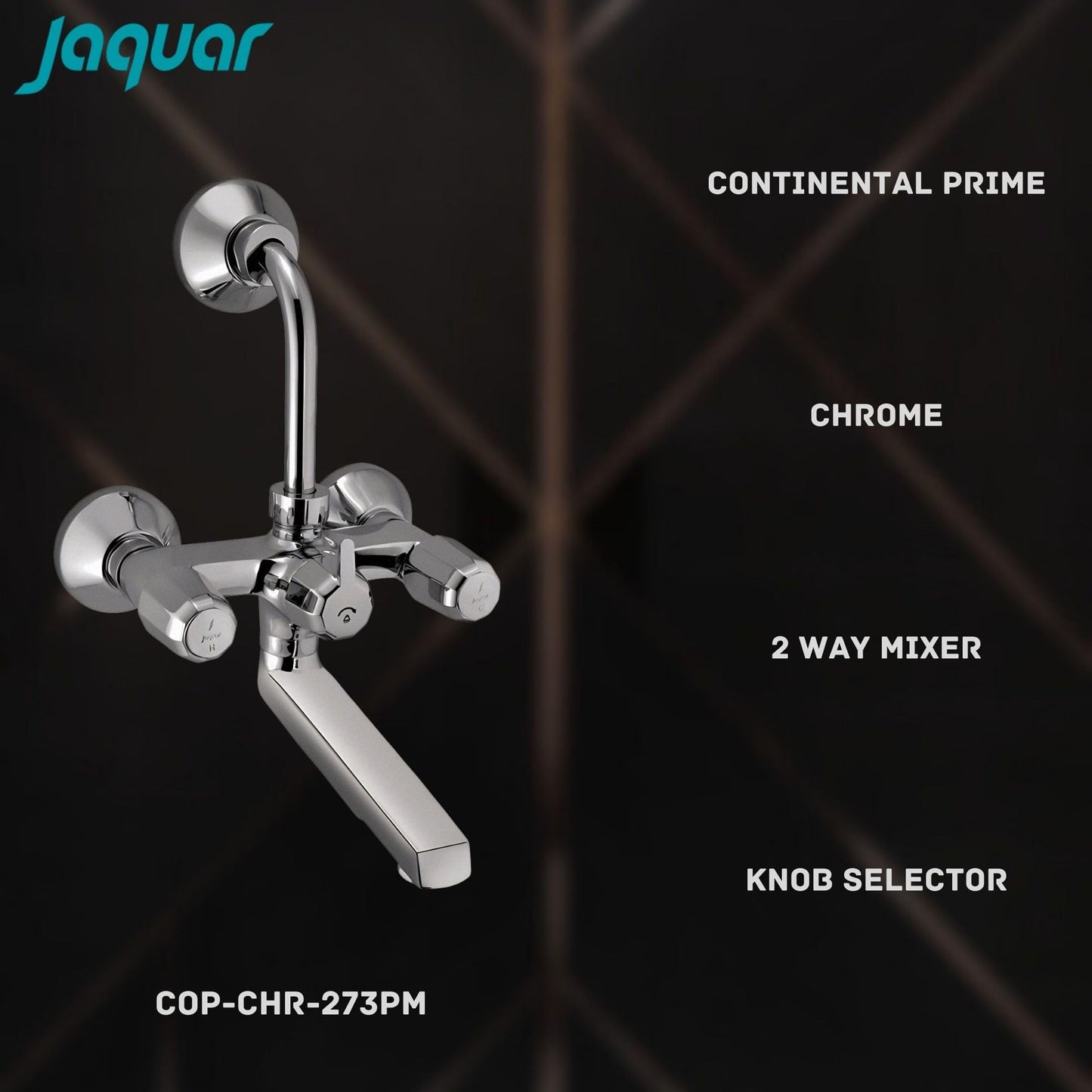 JAQUAR CONTINENTAL PRIME Series Normal Flow Exposed Part Kit 2 WAY DIVERTER (Chrome), COP-273PM | Connections - Only to Spout & Overhead Shower | Wall Mounted, Knob Selector No Button