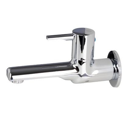 JAQUAR FLORENTINE PRIME Series Wall Mount COLD ONLY BIB COCK with FLANGE (Chrome) | TOP LEVER, Brass Body Water Tap/Faucet/Cock for Bathroom | FLP-CHR-5037PM