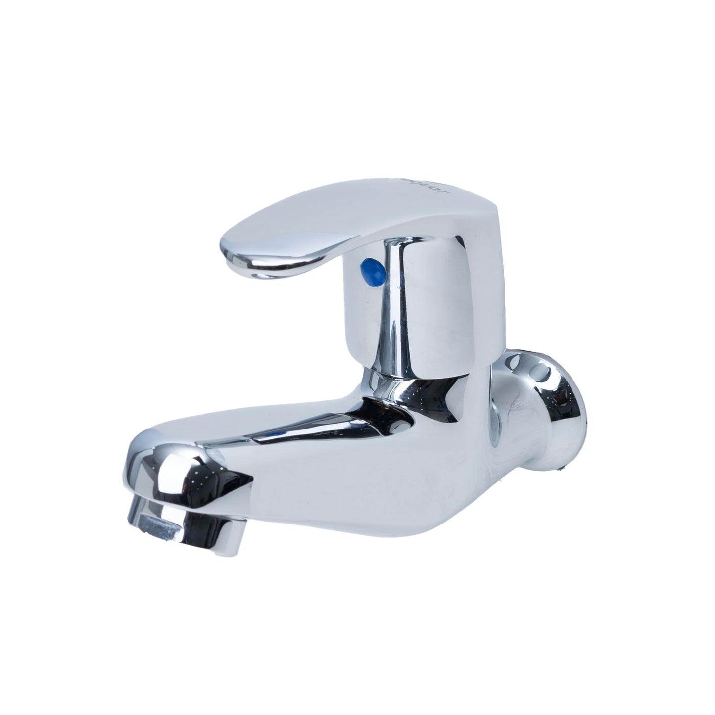 JAQUAR EKO Series wall mounted WC AREA SHORT BODY BIB COCK/VALVE (Chrome) | Top Lever, Brass Body, with Wall Flange | Angle Valve for Bathroom, Toilet, Home | EKO-CHR-33037