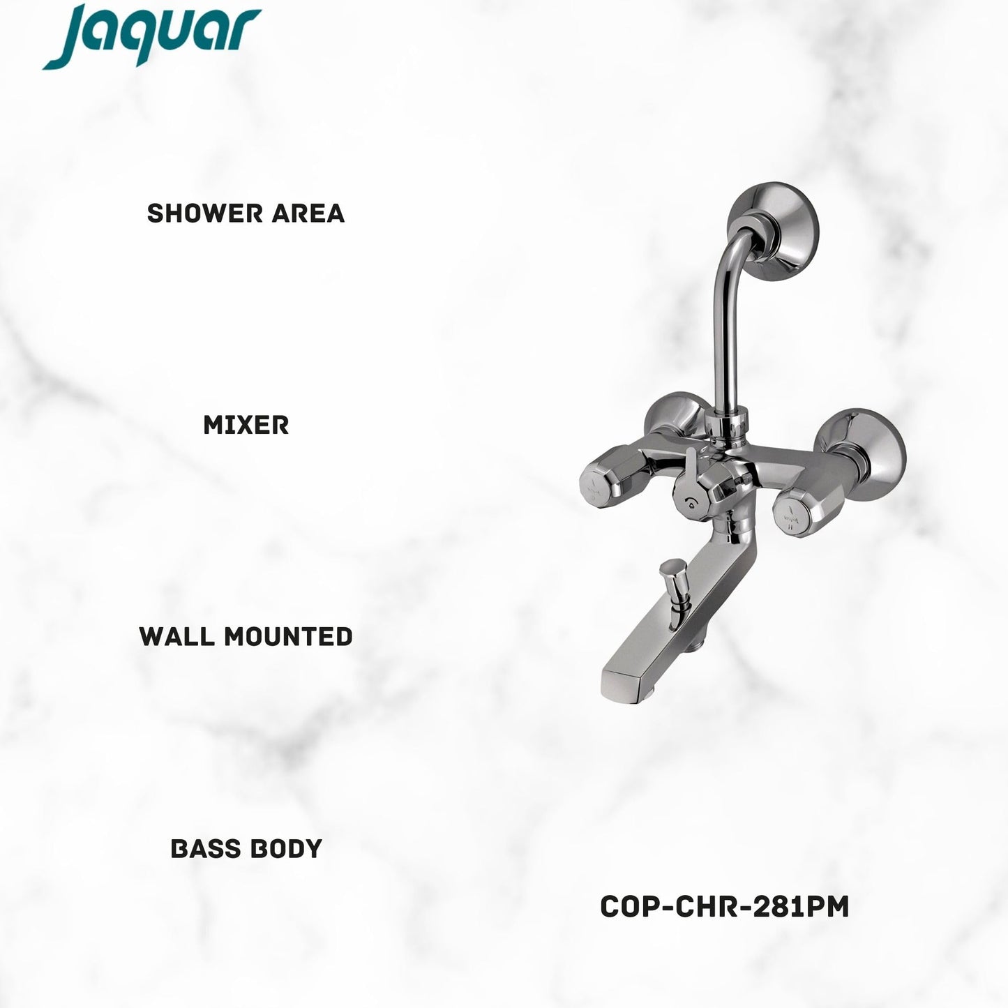 JAQUAR CONTINENTAL PRIME Series Normal Flow Exposed Part Kit 3 WAY DIVERTER (Chrome), COP-281PM | Connections - Only to Spout & Hand Shower, Overhead Shower | Wall Mounted, Knob Selector With Button