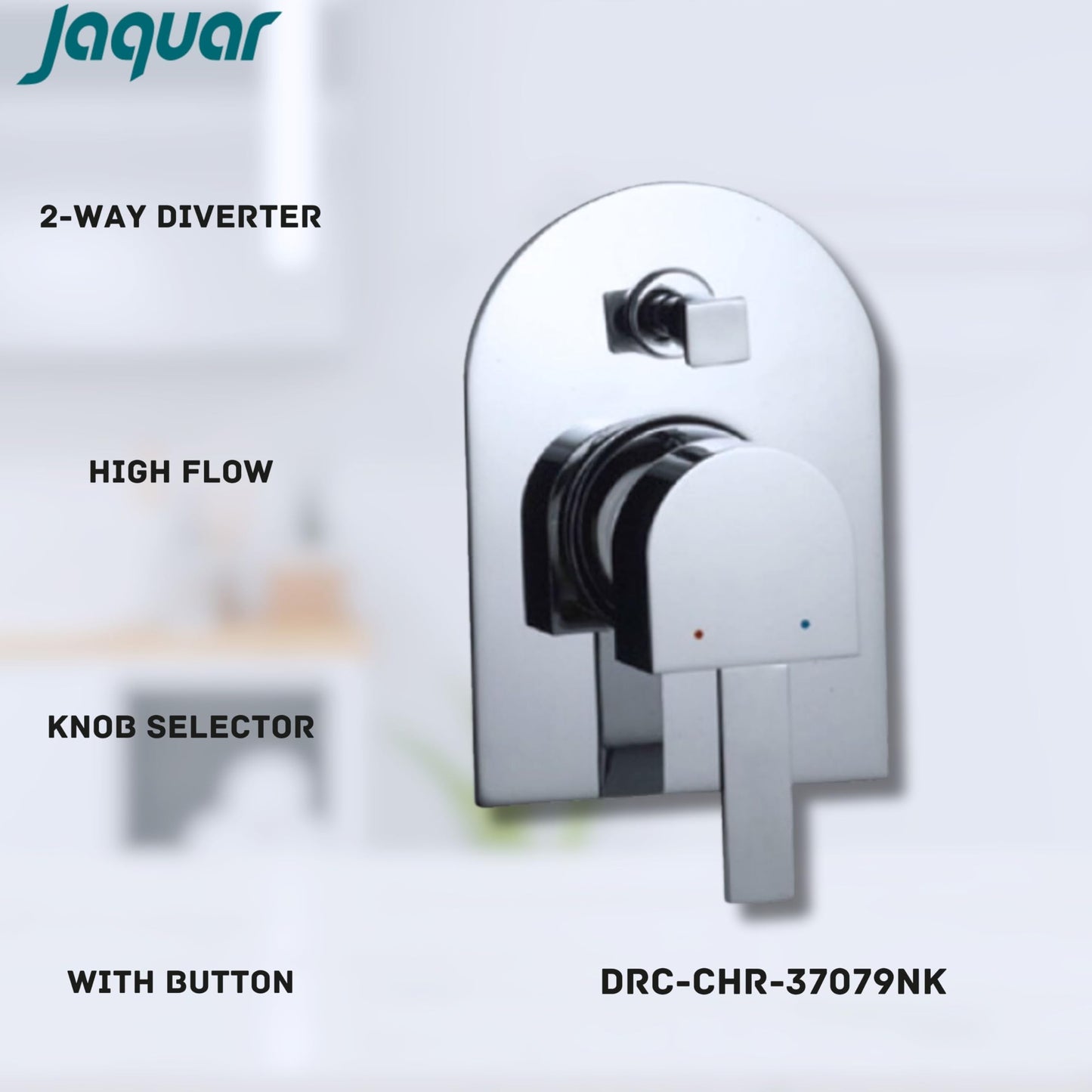 JAQUAR D'ARC Series High Flow Concealed Fitting 2 WAY DIVERTER (Chrome), DRC-37079NK | Compatible with ALD-079N | Wall Mounted, Knob Selector with Button